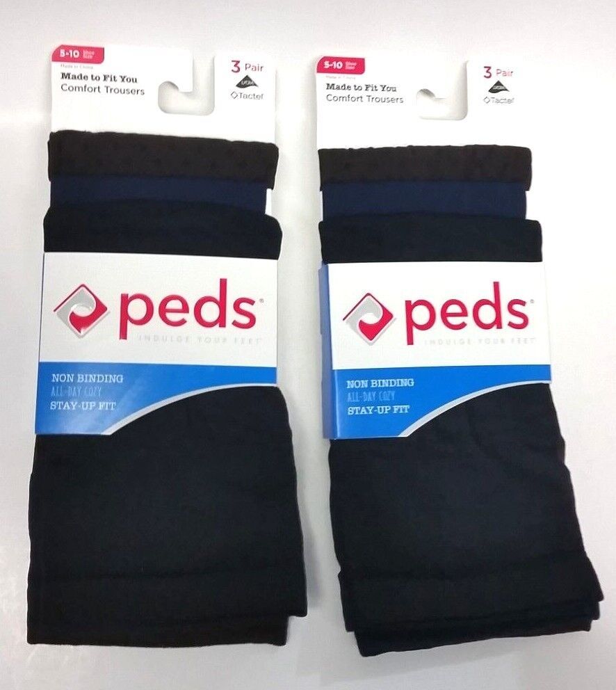 Primary image for 6 pairs Peds Comfort Trousers Socks Non Binding Stay-Up, Shoe Size 5-10 NWT