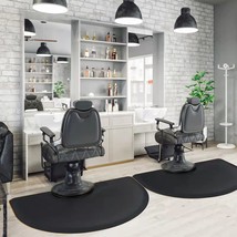 Hair Stylist Station Mats - Black Semi Circle 3&#39; X 5&#39; Salon Floor Chair Mat - - £50.16 GBP