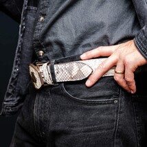 Marco Di Milano Genuine Snake Skin Western Belt Arkansas Natural image 10