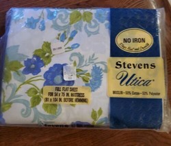 Vintage JP STEVENS UTICA VIctorian rose Full Fitted Sheet Blue Floral. NEW - $23.38
