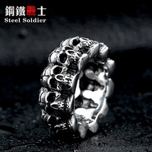 Oldier stainless steel men punk skull ring vintage domineering skull 316l steel jewelry thumb200