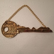 VTG Brass PARIS LONDON Key Holder Racks 5 Hooks Key Shaped NOS Never Used. - $13.98