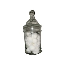 Vintage Clear Glass Apothecary Jar with Lid 9.75&quot; x 3.5&quot; Candy Trinkets ... - $19.99