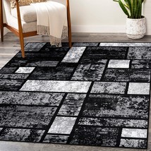 Luxe Weavers Geometric Squares Gray 5X7 Modern Abstract Area Rug, Colorblock - £83.10 GBP