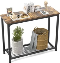 Ecoprsio Small Console Table Sofa Table With Mesh Shelves, 2 Tier, Rustic Brown - £63.49 GBP