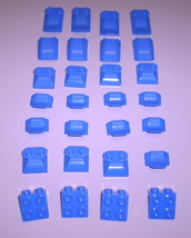 28 Used Lego Blue Violet Slope Brick Curved w Fin &amp; Two Studs Bracket 47456  - £7.95 GBP