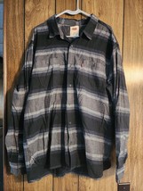 Levi&#39;s Black/Gray Stripe Flannel Men&#39;s Shirt XXL - £9.61 GBP