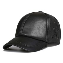 Leather Baseball Cap Men Women Black Brown hide Hat Snapback Adjustable ... - £67.92 GBP