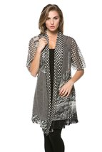 Women&#39;s 3/4 Flare Sleeve Sheer Print Casual Kimono Cardigan Cover Up Blo... - $44.09