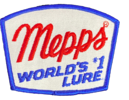 Mepps Fishing Patch Lure Advertising Patch  3” X 3 3/4”  Worlds #1 Lure Vintage - £3.51 GBP
