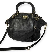 COA COACH Lindsey MADISON  Black Leather Shoulder Bag Hobo Purse Handbag 18641  - £73.36 GBP