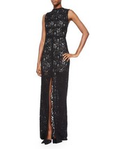 New  AUTH Alice Olivia  Gisela High-Neck Lace Contrast Gown in Black $398 - $85.00