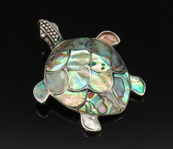 925 Sterling Silver - Vintage Dotted Inlaid Abalone Turtle Brooch Pin - ... - $38.65