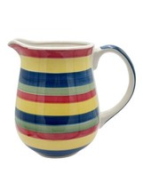 Swirl Striped Ceramic Beverage Pitcher 7.5” 64 Oz Hand Painted Collection EUC - £11.57 GBP