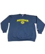 VINTAGE Michigan Wolverines Sweatshirt Mens Sz XL Champion Spellout Navy... - $643.76 MXN
