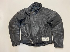 Jumbo Vintage Black Leather Motorcycle Jacket Armpit/armpit 19&quot; (mc902) - £60.41 GBP