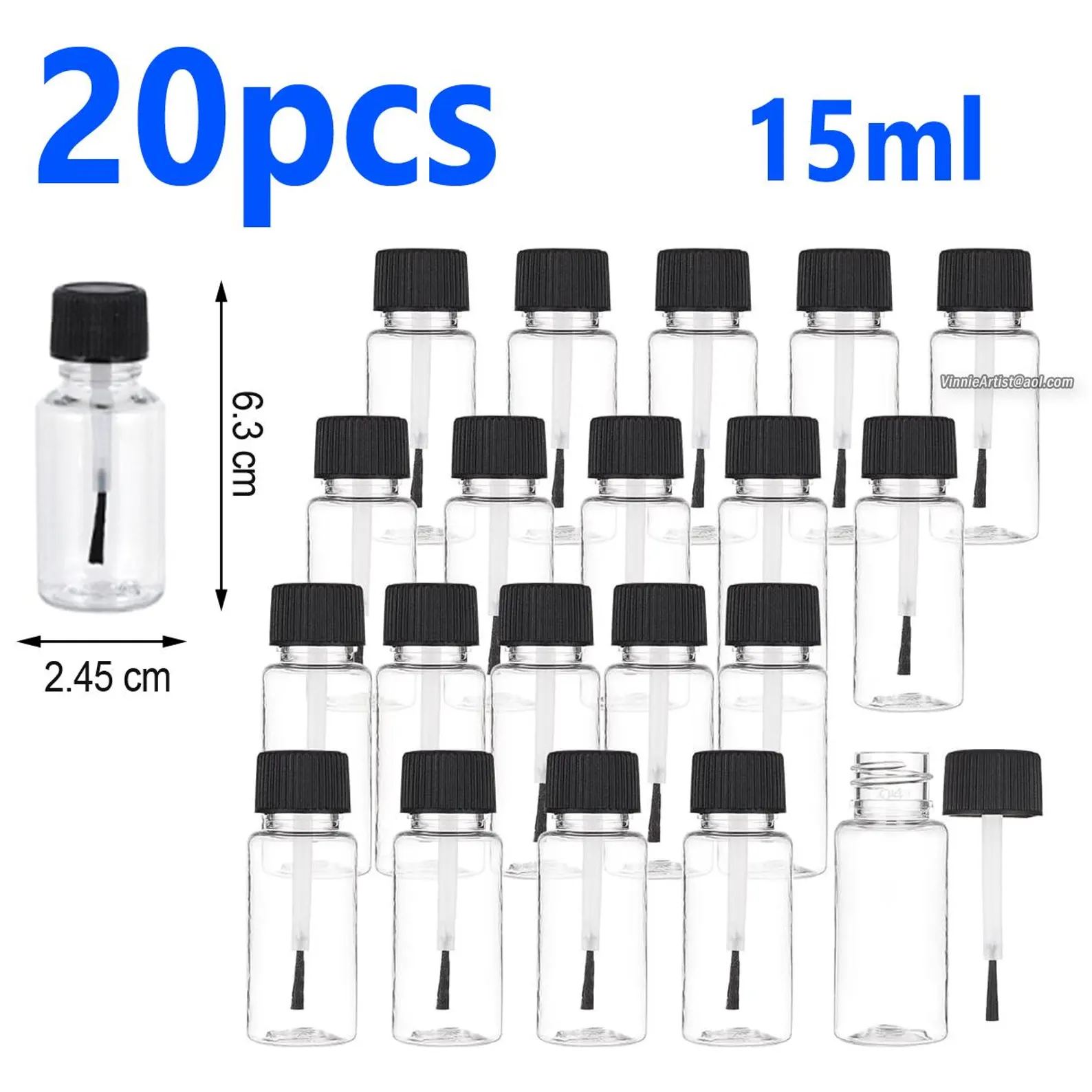20x Touch Up Paint Make-up Bottles Cap PLASTIC Brush Tip PLASTIC 15ml - $372.18 MXN