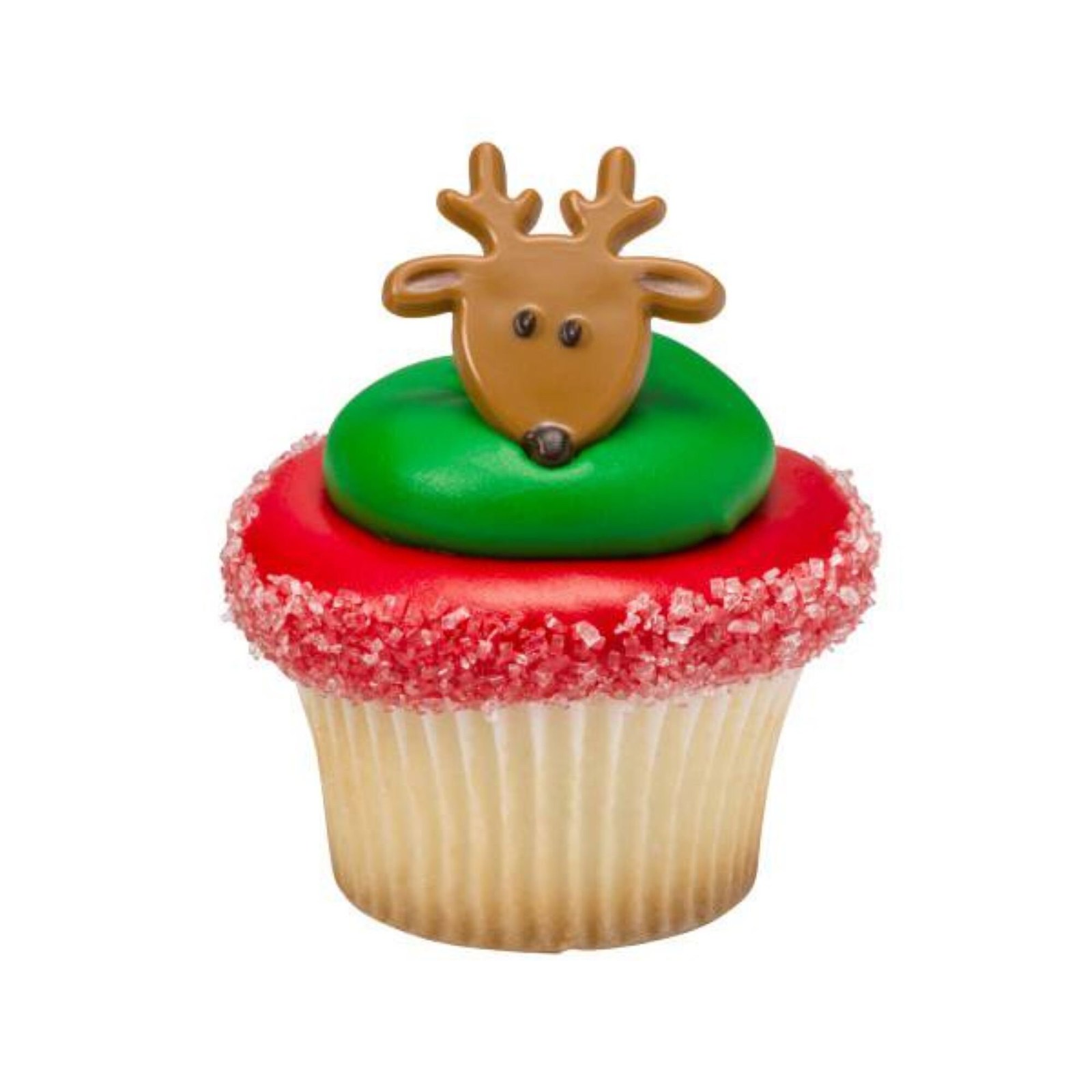 12 Christmas Reindeer Plastic Cupcake Ring Toppers - $9.47