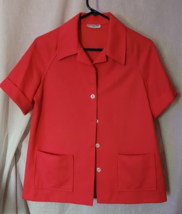 Women&#39;s Alfred Dunner Red Suit Top Button Up Size 14 Machine Wash Work M... - $13.99
