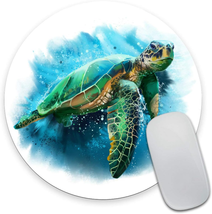 round Gaming Mouse Pad Custom Design, Big Sea Turtle Non-Slip Rubber Mouse Pads  - £8.79 GBP