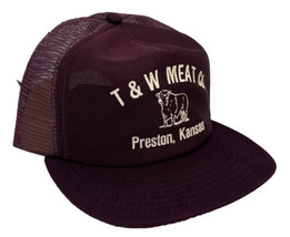 Vintage T &amp; W Meat Hat Cap Snap Back Purple Mesh Trucker Preston Kansas ... - £15.56 GBP