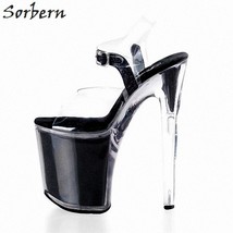 H pvc women sandals thick platforms extrem high heels slingbacks clear spike heels open thumb200