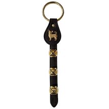 Chihuahua Charm Black Leather Strap Sleigh Bell Door Hanger 12 Inch Made... - $42.98