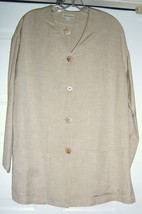 Ann Taylor Jacket Coat Tunic Style V-Neck 100% Linen Oatmeal S Oversize ... - £26.58 GBP
