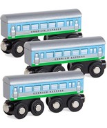 Orbrium Toys 3 Pcs Large Wooden Railway Express Coach Cars, Compatible with - $327.26 MXN
