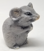 Whisker Rat Figurine Gray Hands Together Ceramic Small 1980s Vintage - £15.11 GBP