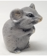 Whisker Rat Figurine Gray Hands Together Ceramic Small 1980s Vintage - £14.80 GBP