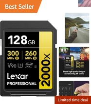 Durable 128GB SDXC Memory Card - UHS-II, 300MB/s for Pro DSLR &amp; Cinema C... - $139.49