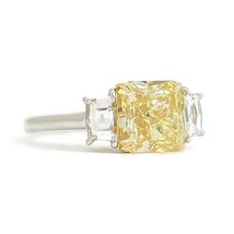 GIA Fancy Yellow Radiant 3-Stone Diamond Engagement Ring Platinum, 2.43 CTW - £22,707.10 GBP