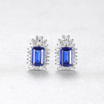 Sapphire Earrings S925 Silver Earrings Man-Made Colorful Treasure Earrings Simpl - £22.80 GBP