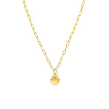 14K Solid Yellow Gold Mini Small Seashell Paper Clip Pendant Necklace 18 inches - £217.35 GBP