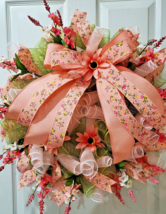 Wild Flower Everyday Wreath, Farmhouse, Jumbo, Craft, Handmade, Summer Peach - £50.92 GBP