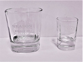 Jack Daniel`s Whiskey Glasses Square Bourbon Engraved Shot Glass - $18.16