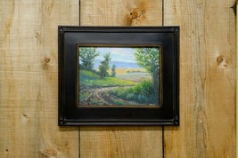 Original oil on canvas 15&quot;x18&quot; mountain view path scene with wood frame. - £299.75 GBP