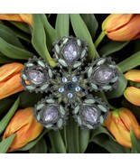 Vintage Amethyst Rhinestone Enamel Brooch - $621.25 MXN