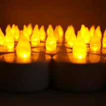 100x New LED Tea Light Wedding Party Flameless Candle AMBER - £61.75 GBP