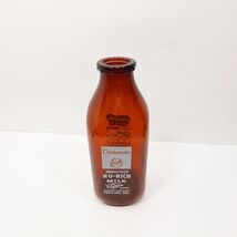 Vintage Damascus Milk Bottle Amber Glass 1 Quart Portland OR Nu-Rich Hom... - $22.49