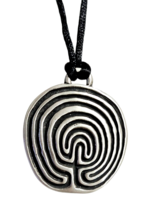 Labyrinth Tintagel Necklace Pendant Ancient Cornish Maze Pewter Pagan Cord &amp; Bag - £12.47 GBP