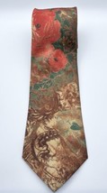 Vintage Secundum Artem Floral Necktie Red Green Brown Art To Wear Goblin... - $14.85