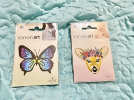 Butterfly &amp; Deer Transfer Iron on Art DIY Sew On Crafting 2 Inch - $147.65 MXN