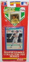 &#39;91 MVP MLB Collector Pin Series Atlanta Braves Dave Justice Ace Novelty SEALED - £1.58 GBP