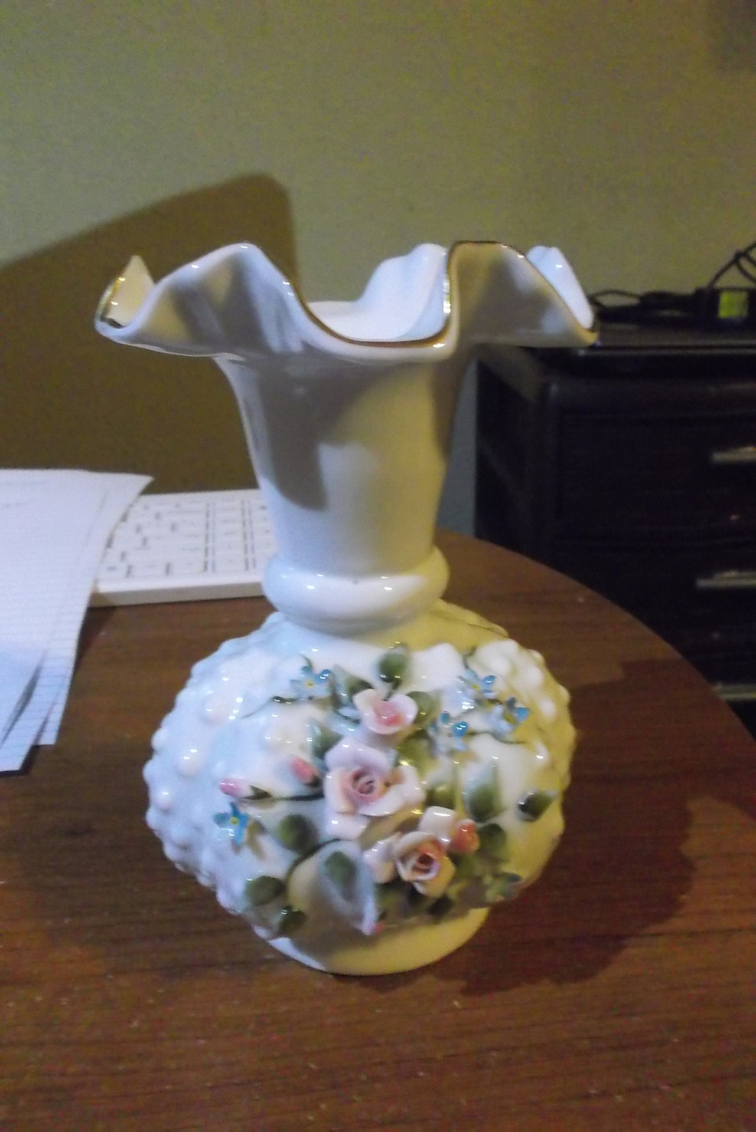 white  lefton  china  vase - $20.00