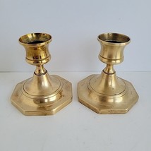 Set 2 VTG Brass Baldwin Candlestick Holders 3&quot; Tall Octagon - $16.72