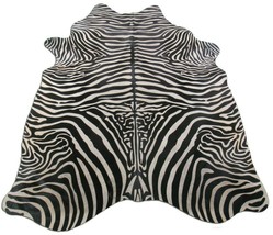 Zebra Print Cowhide Rug Size: 7&#39; X 5 1/2&#39; Upholstery Zebra Cowhide Rug C-1189 - £156.12 GBP