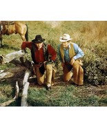 The Virginian TV series James Drury Doug McClure in chaps kneeling 12x18... - $373.69 MXN