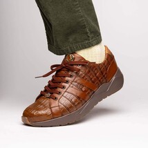 Nino Bay Genuine Caiman crocodile Fashion Sneaker Brown Apache image 8